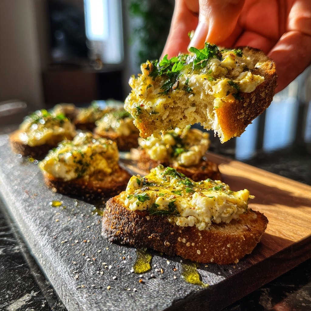 Kräuter Ziegenkäse Crostini Häppchen