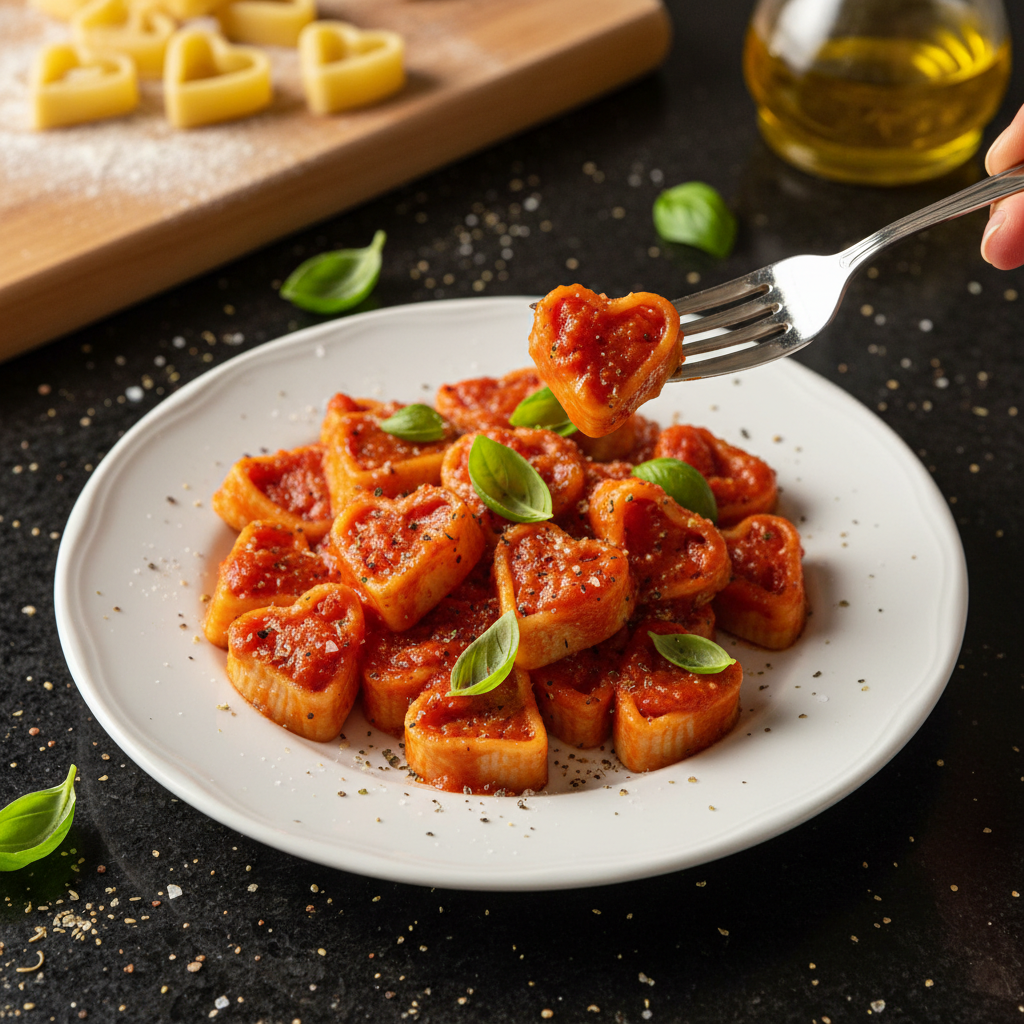 Romantische Herzförmige Pasta