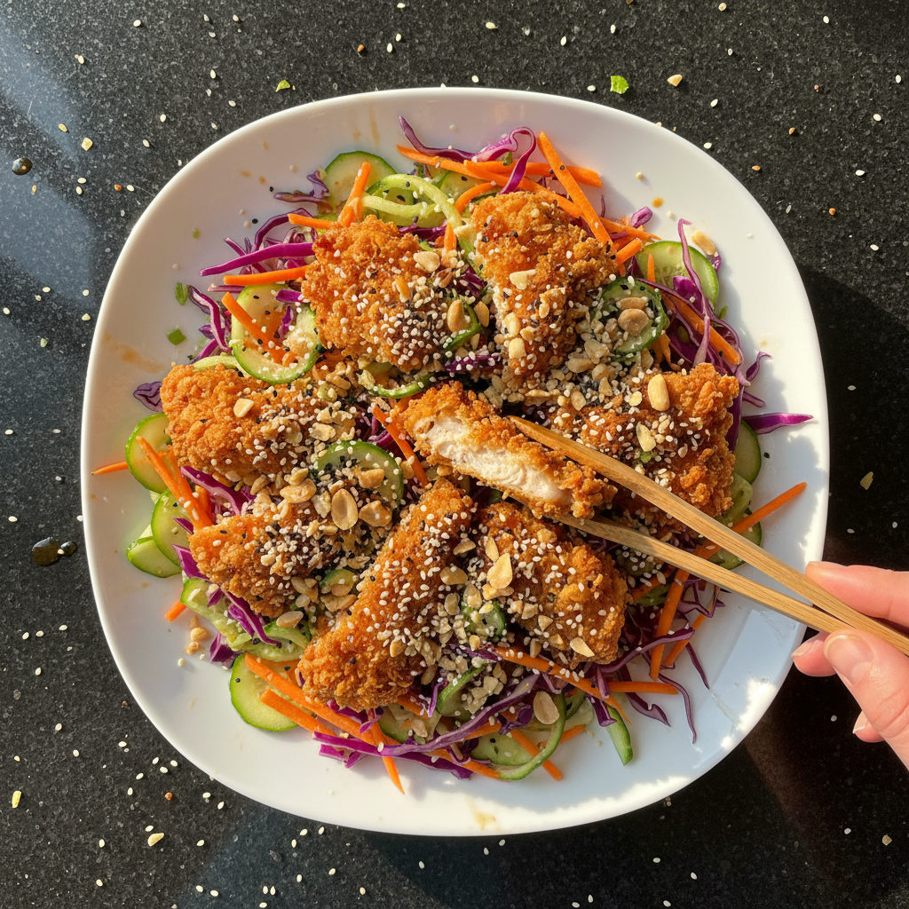 Knuspriger Asiatischer Hähnchen Salat