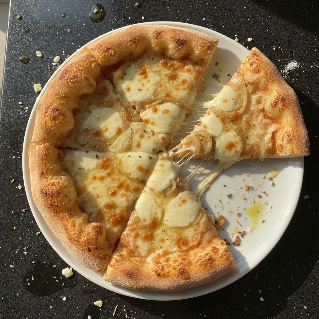 Karamellisierte Zwiebel Pizza mit Mozzarella