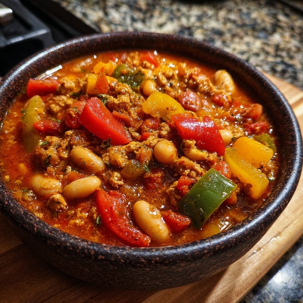 Weißer Truthahn Bohnen Chili