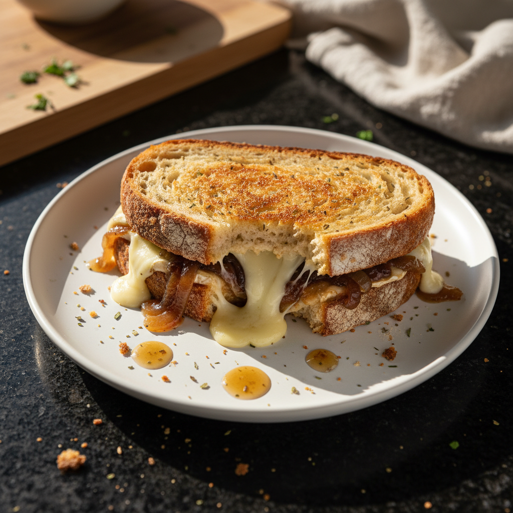 Karamellisierte Zwiebel und Brie Sandwich