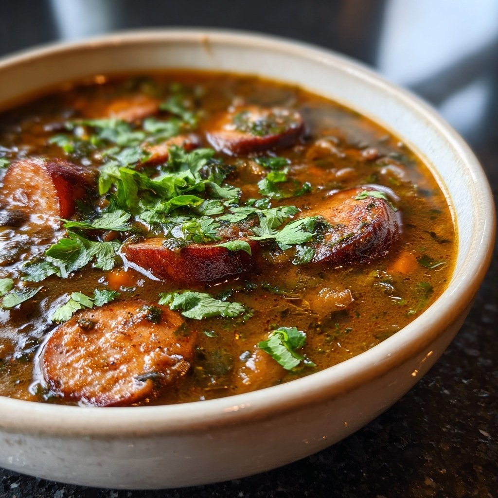 Rauchige Schwarze Bohnen Wurstsuppe