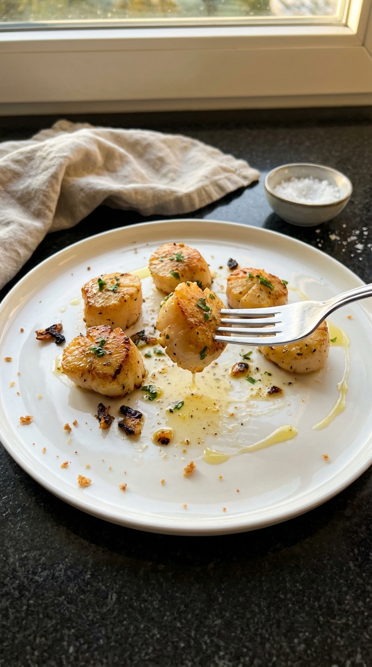 Knoblauchbutter Gebratene Jakobsmuscheln​