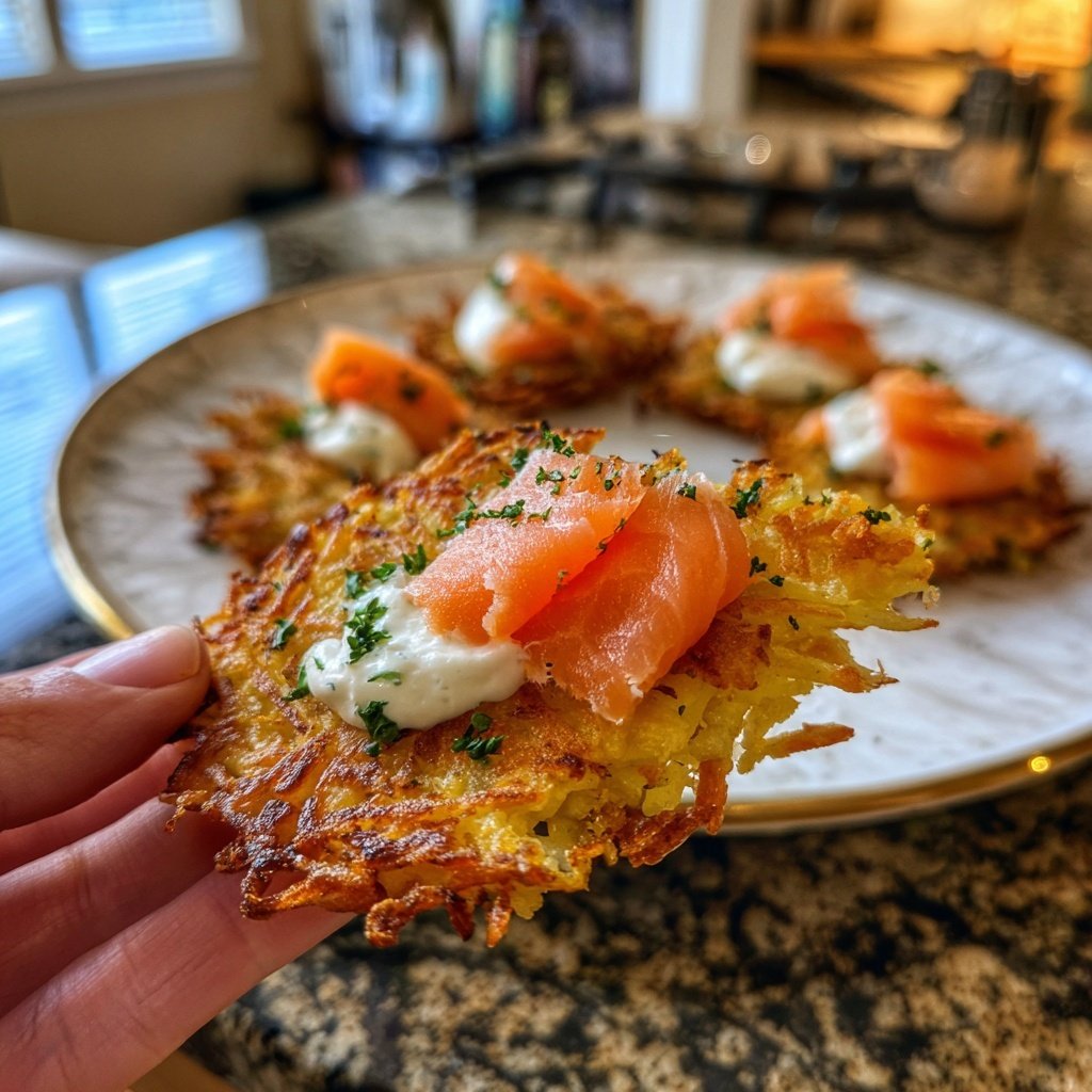 Mini-Kartoffelrösti mit Räucherlachs