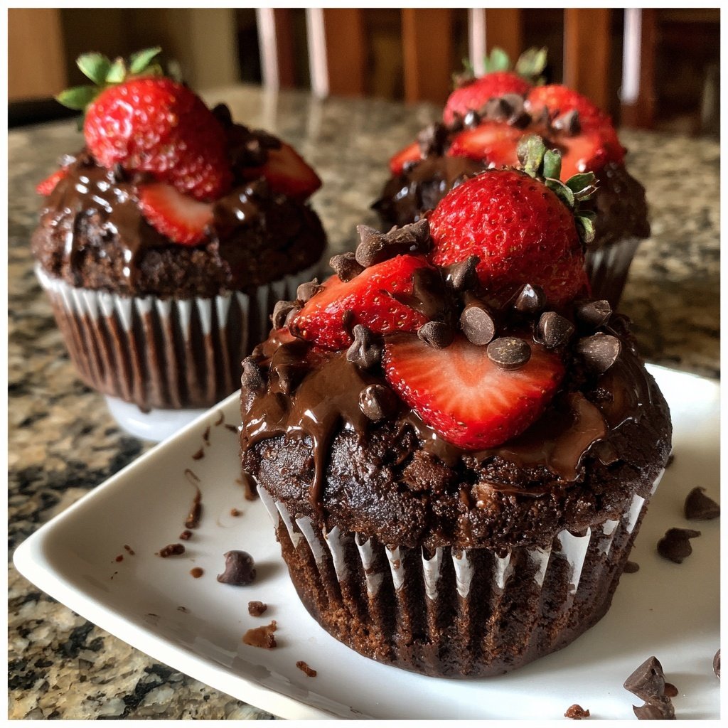 Double Chocolate Strawberry Cupcakes