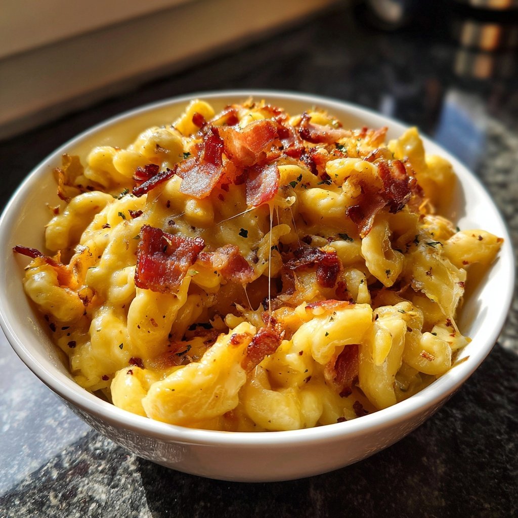 Käsespätzle mit Speck und Zwiebeln