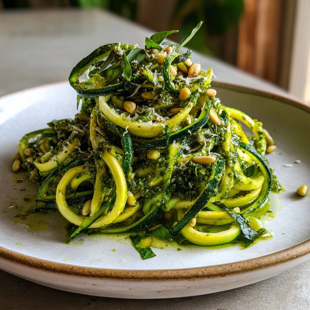 Zucchini Nudeln mit Pesto