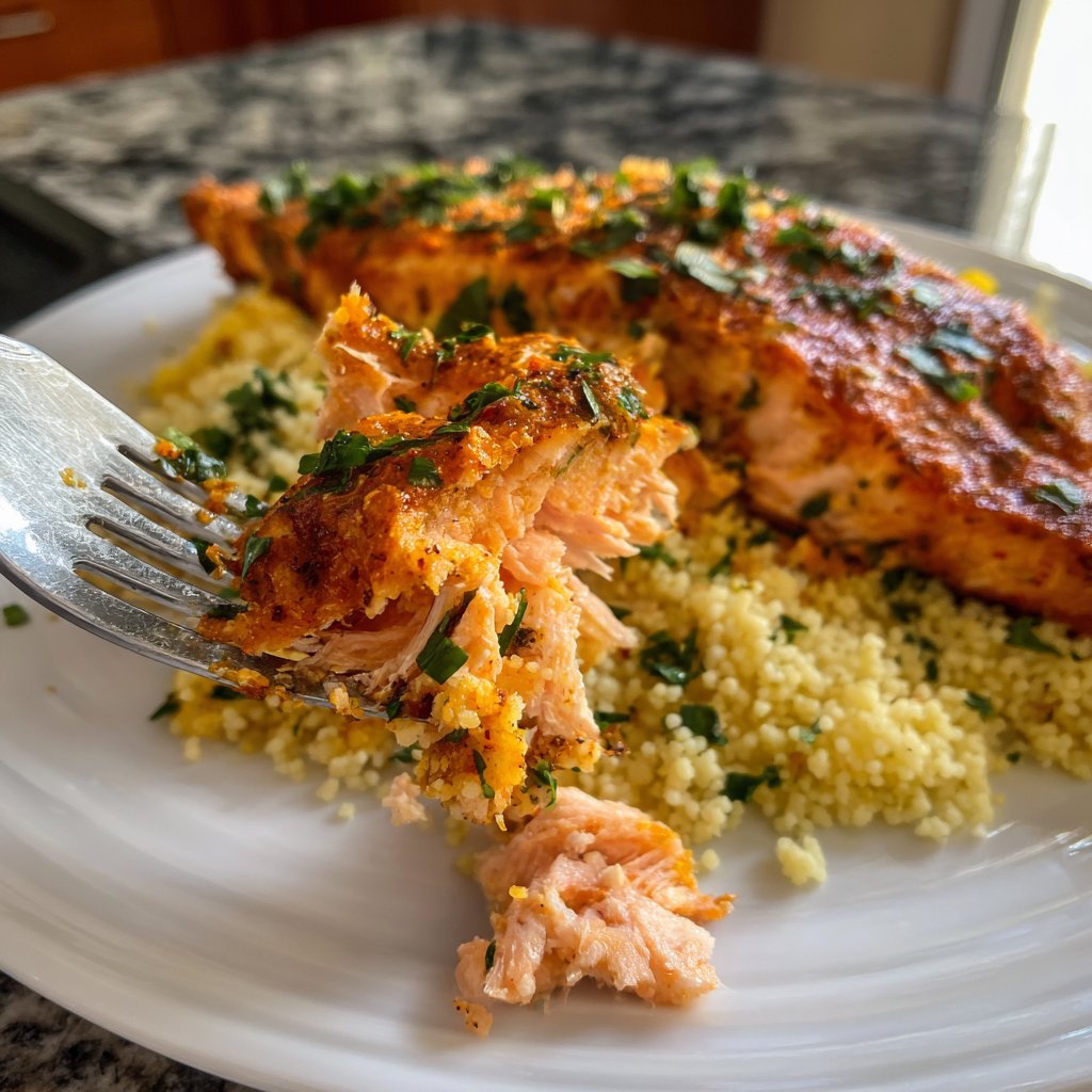 Harissa Gebratenes Lachs Kichererbse Couscous