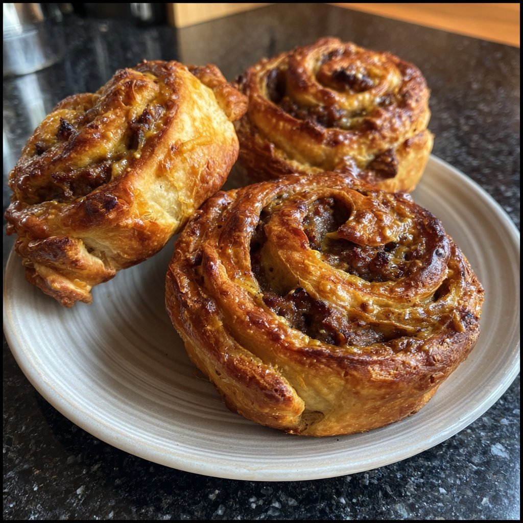 Herzhafte Wurstrollen mit Senf