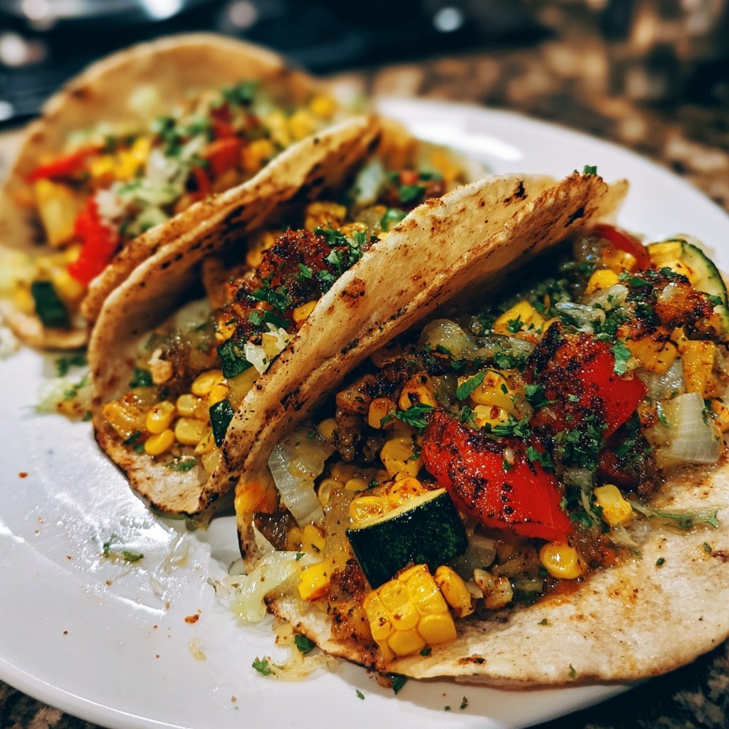 Knusprige Gemüse Tacos mit Krautsalat