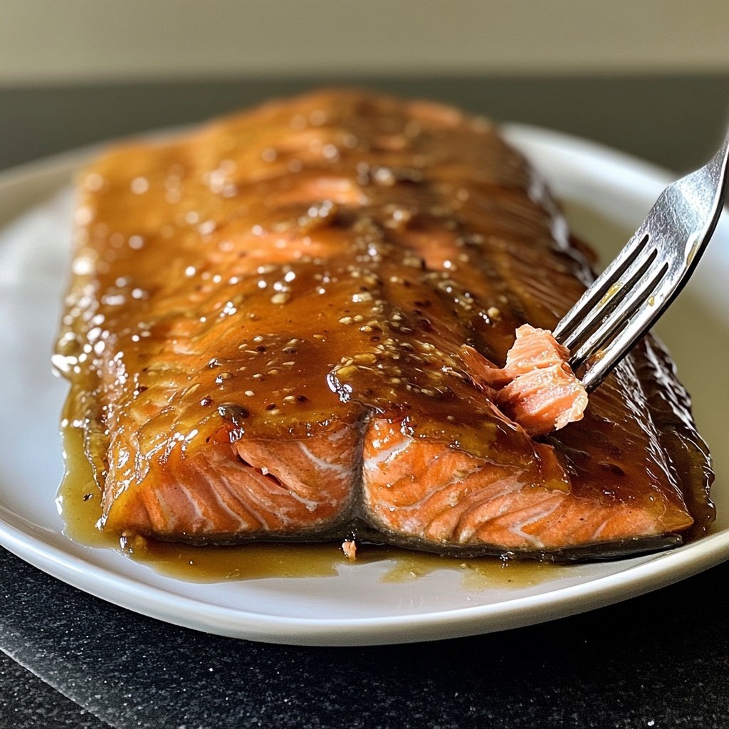 Glasiertes Honig-Senf-Lachsfilet aus dem Ofen