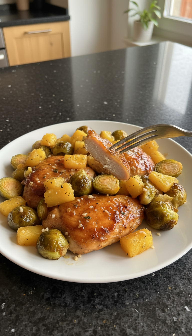 Ananas Rosenkohl Hähnchen