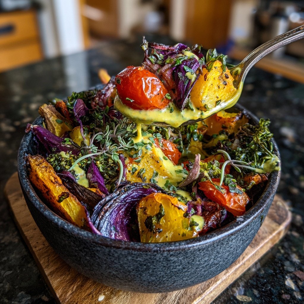 Geröstete Gemüsebowls Grüner Tahini