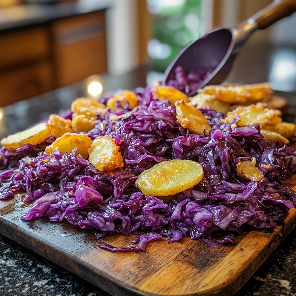 Rotkohl Pfanne mit Kartoffeln