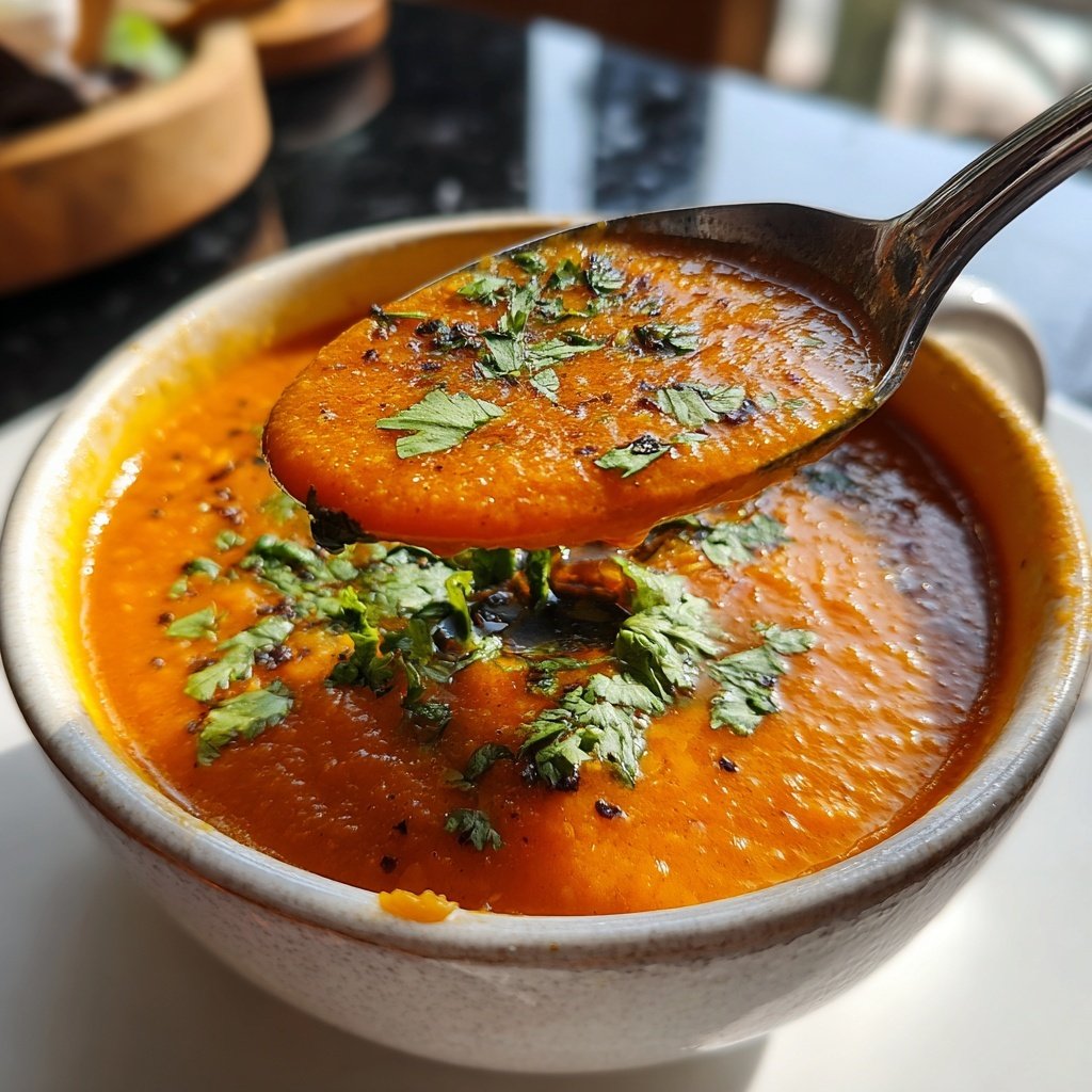 Rote Linsen Suppe mit Koriander