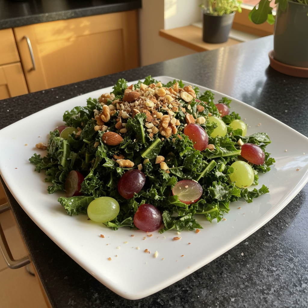 Veganer Grünkohl Trauben Salat