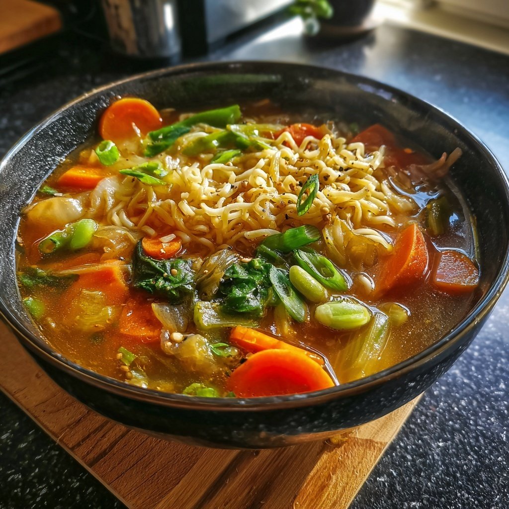 Schnelle vegetarische Ramen mit Ingwer