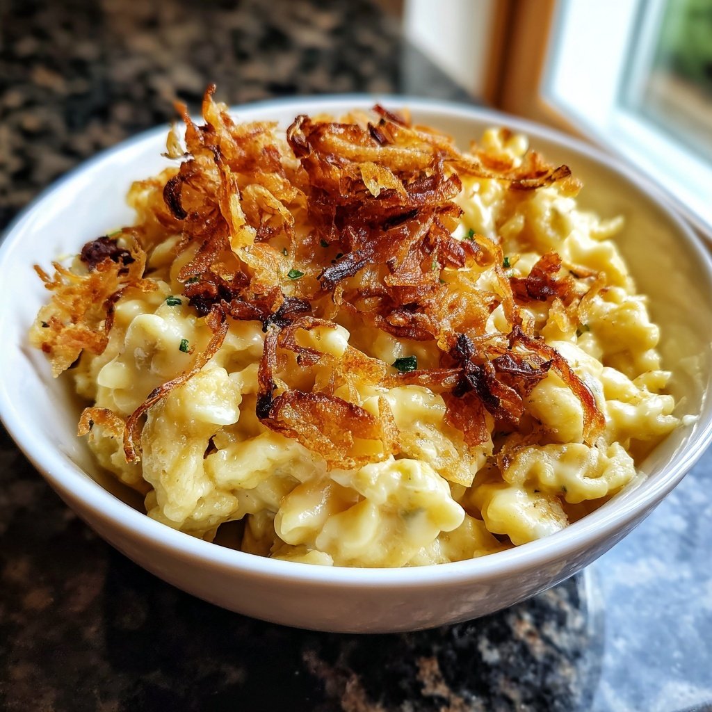 Käsespätzle mit Trüffelöl verfeinert