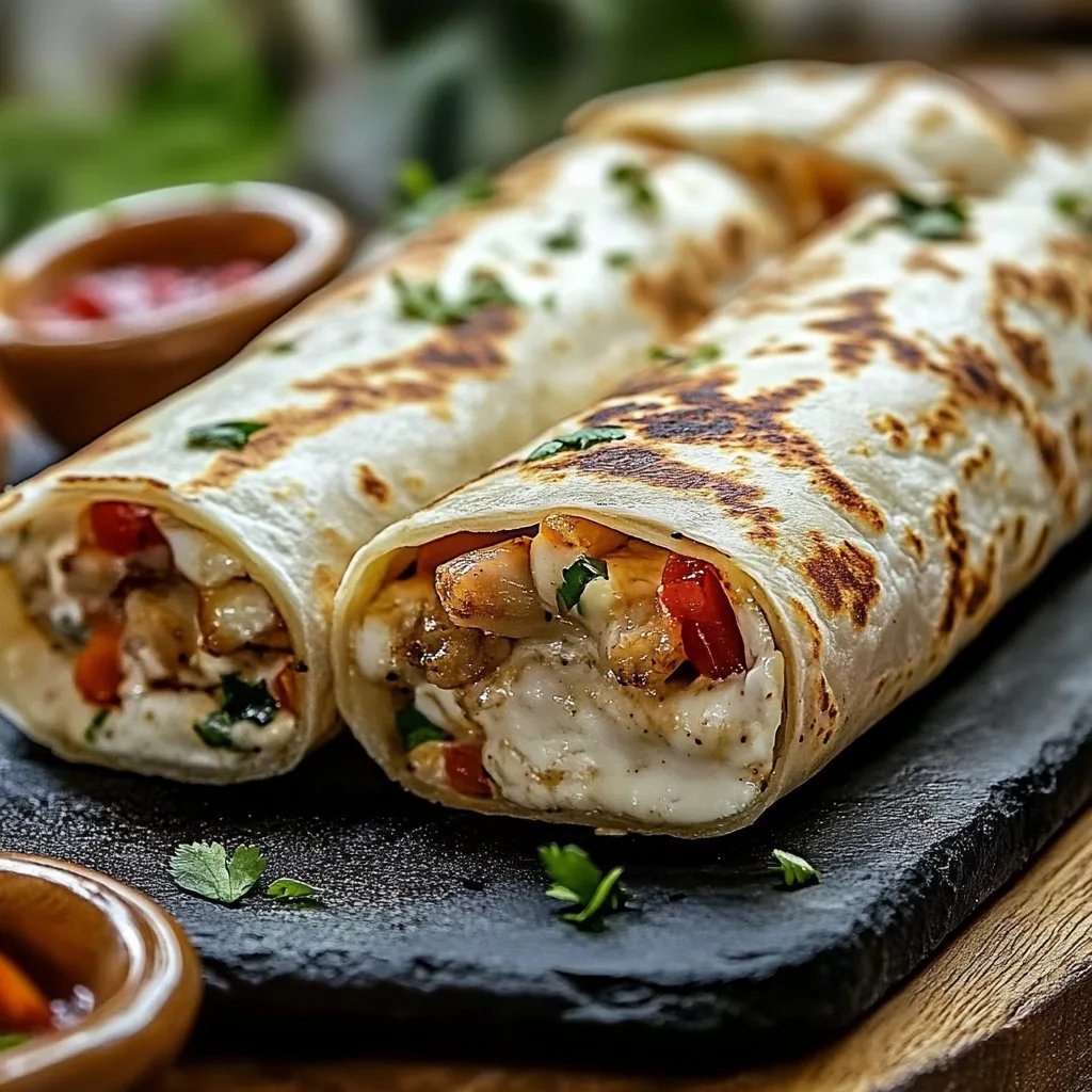 Schnelle Käse-Knoblauch-Hähnchen-Wraps